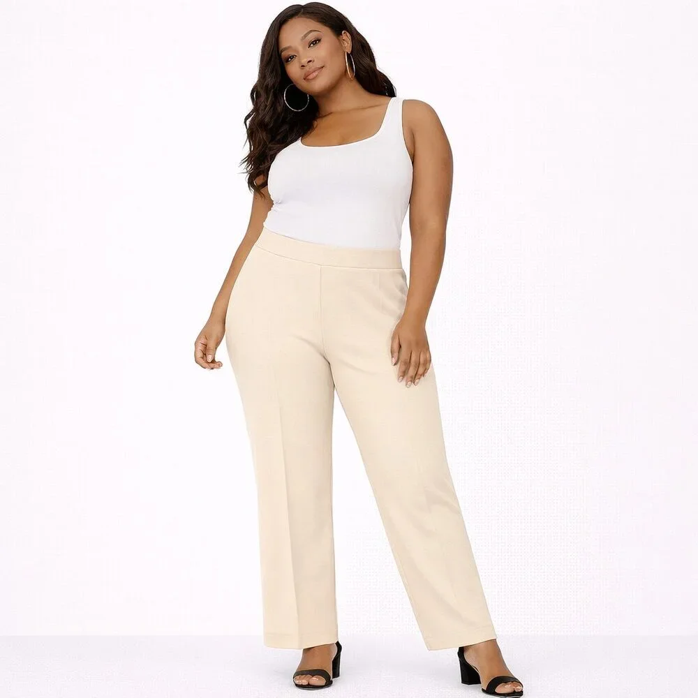 SOHO women's causal pull-on flare cream pants Size: 1X